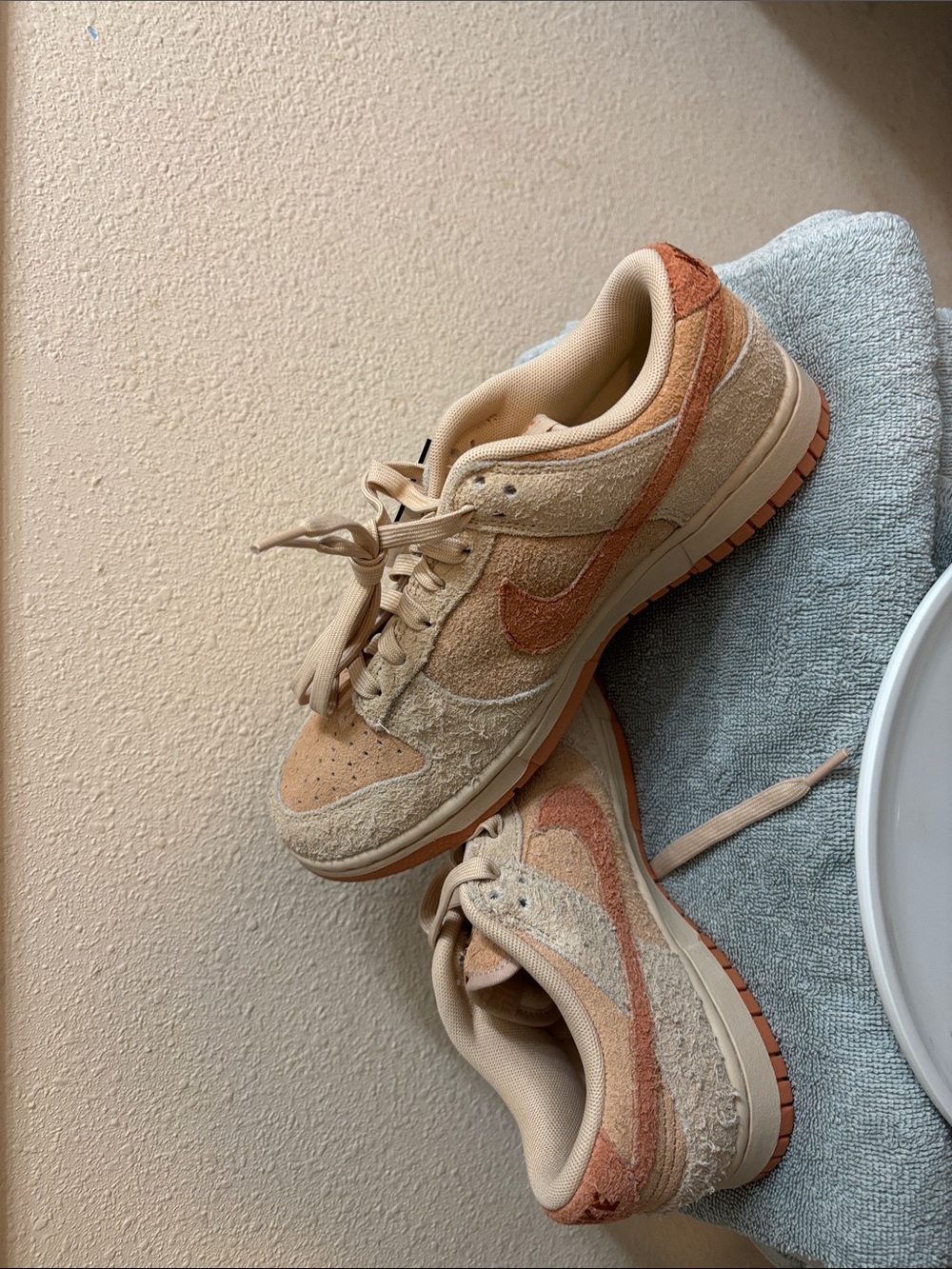 Nike Low-Top Suede Sneakers in Beige and Rust